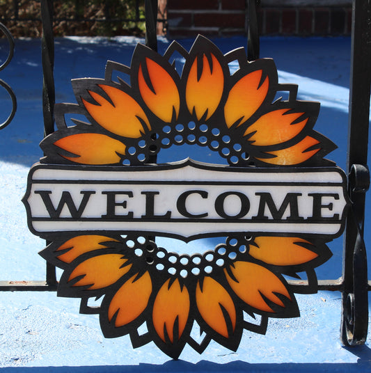 Sunflower welcome sign